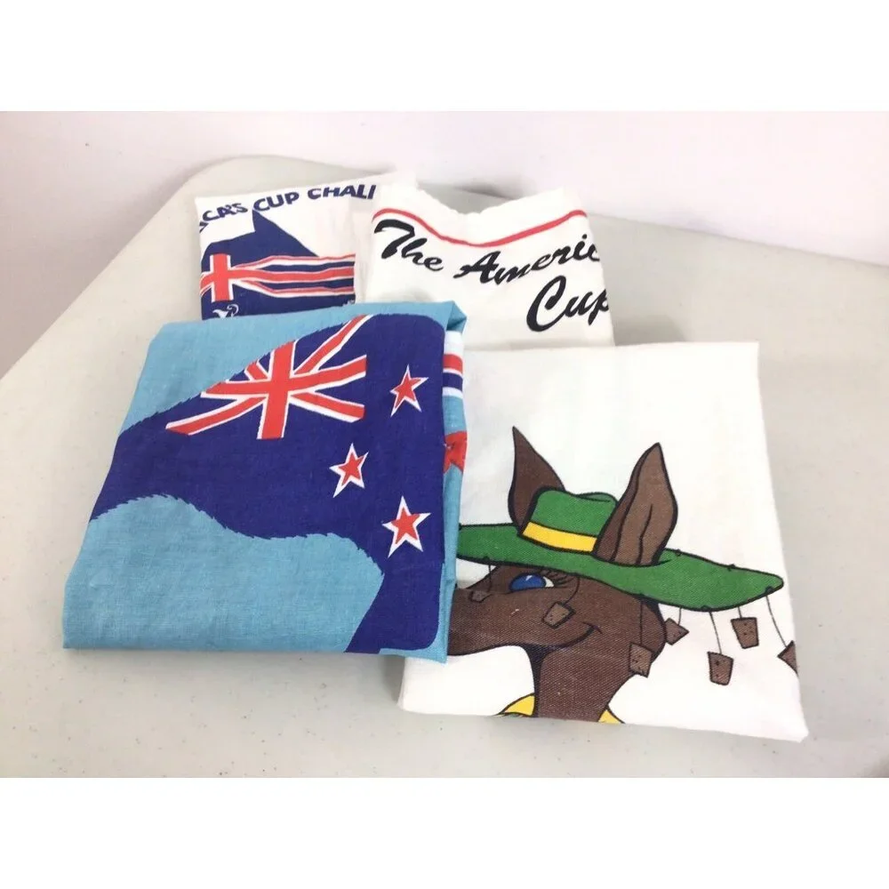 Vintage Australian Dish Towel Lot New Zealand Set of 4 Linen